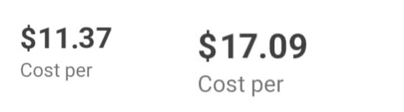 Meta ads cost per lead: $11.37 and $17.09